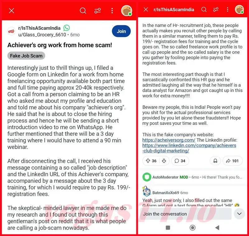 Fake job offer