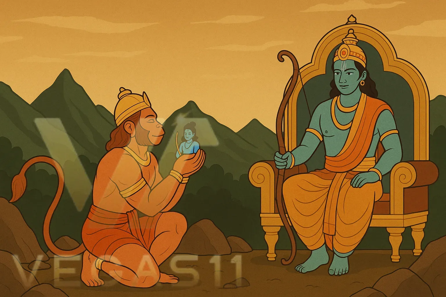 Hanuman always follows Rama.