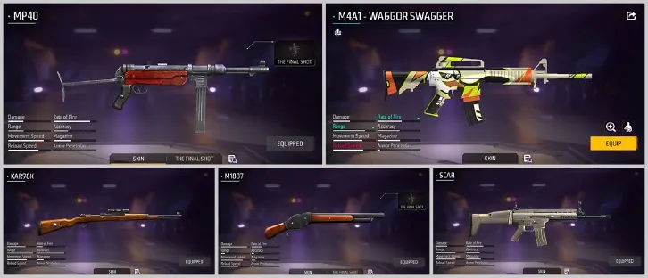 Free Fire Max Gun Picks