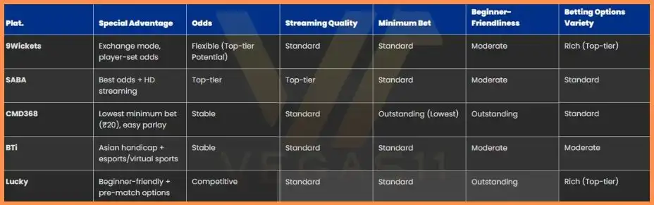5 Cricket Betting Providers on Vegas11