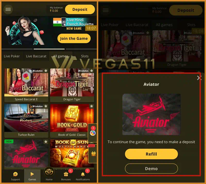 Bollywood Casino game Demo