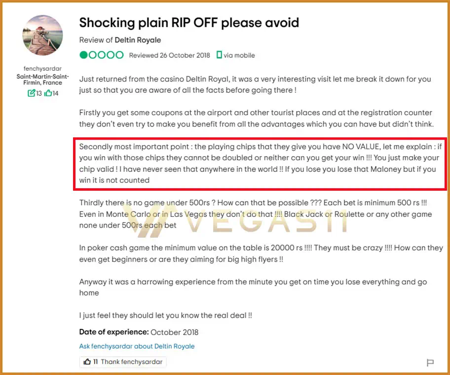 Deltin Royale Casino Chip Problem