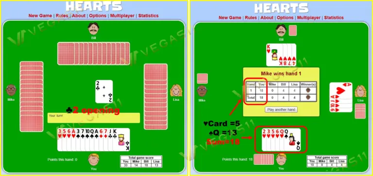 How to play Hearts cards