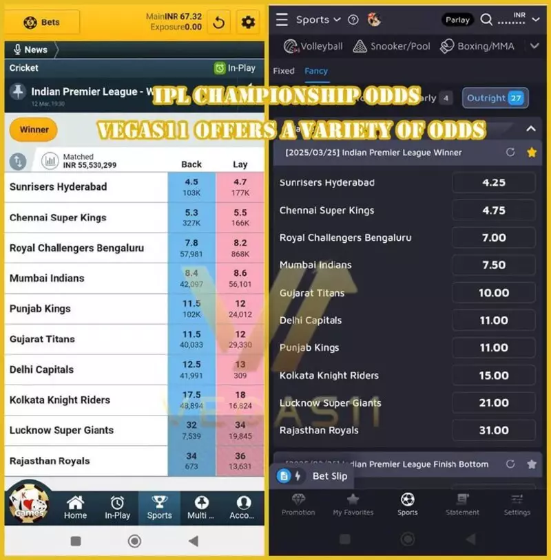 IPL 2025 Latest Cricket Handicap Odd