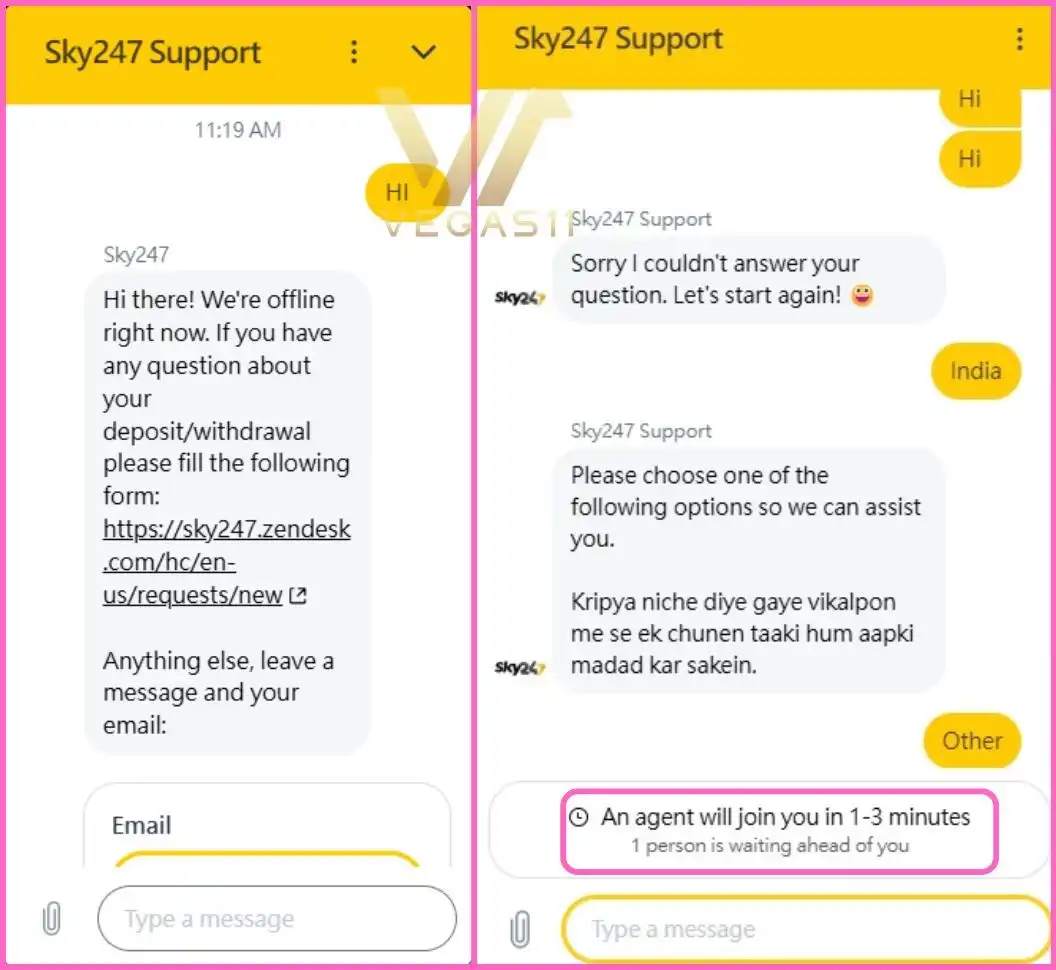 Sky247 Support on Live Chat