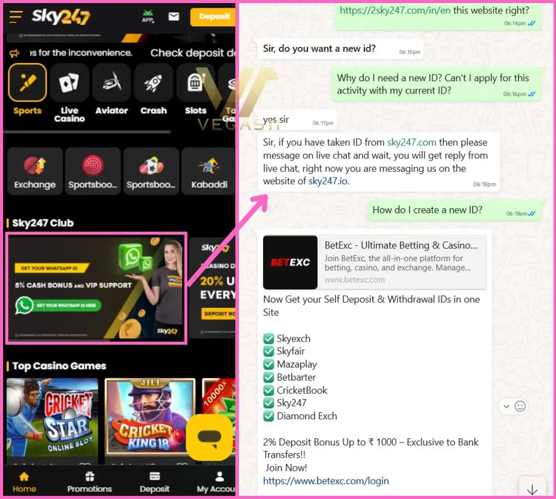Sky247 Support on Whatsapp