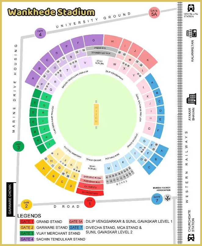 Wankhede Stadium - Venue Layout