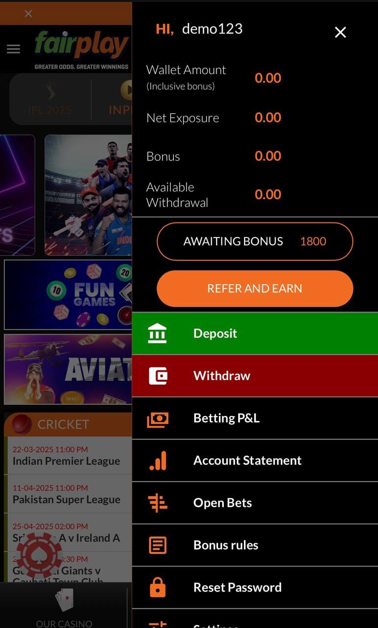 FairPlay deposit & withdrawal