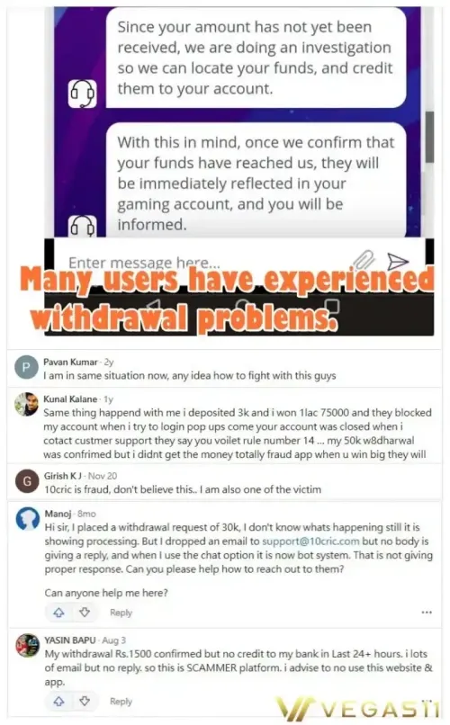 10CRIC reviews - withdrawal problems