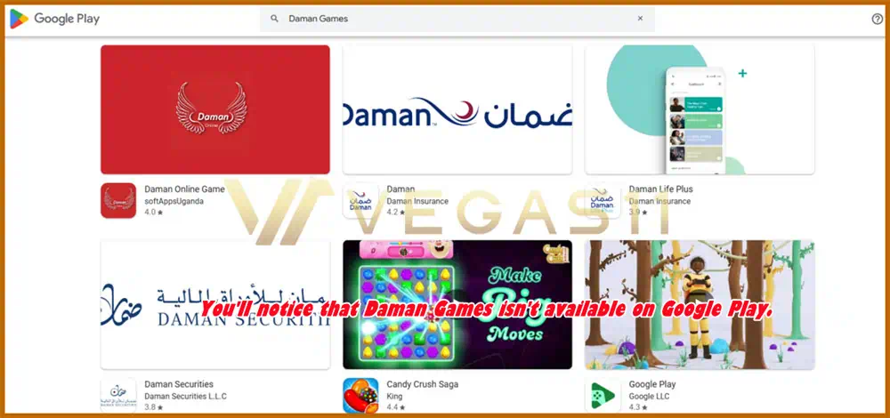 Daman Games is not available on Google Play