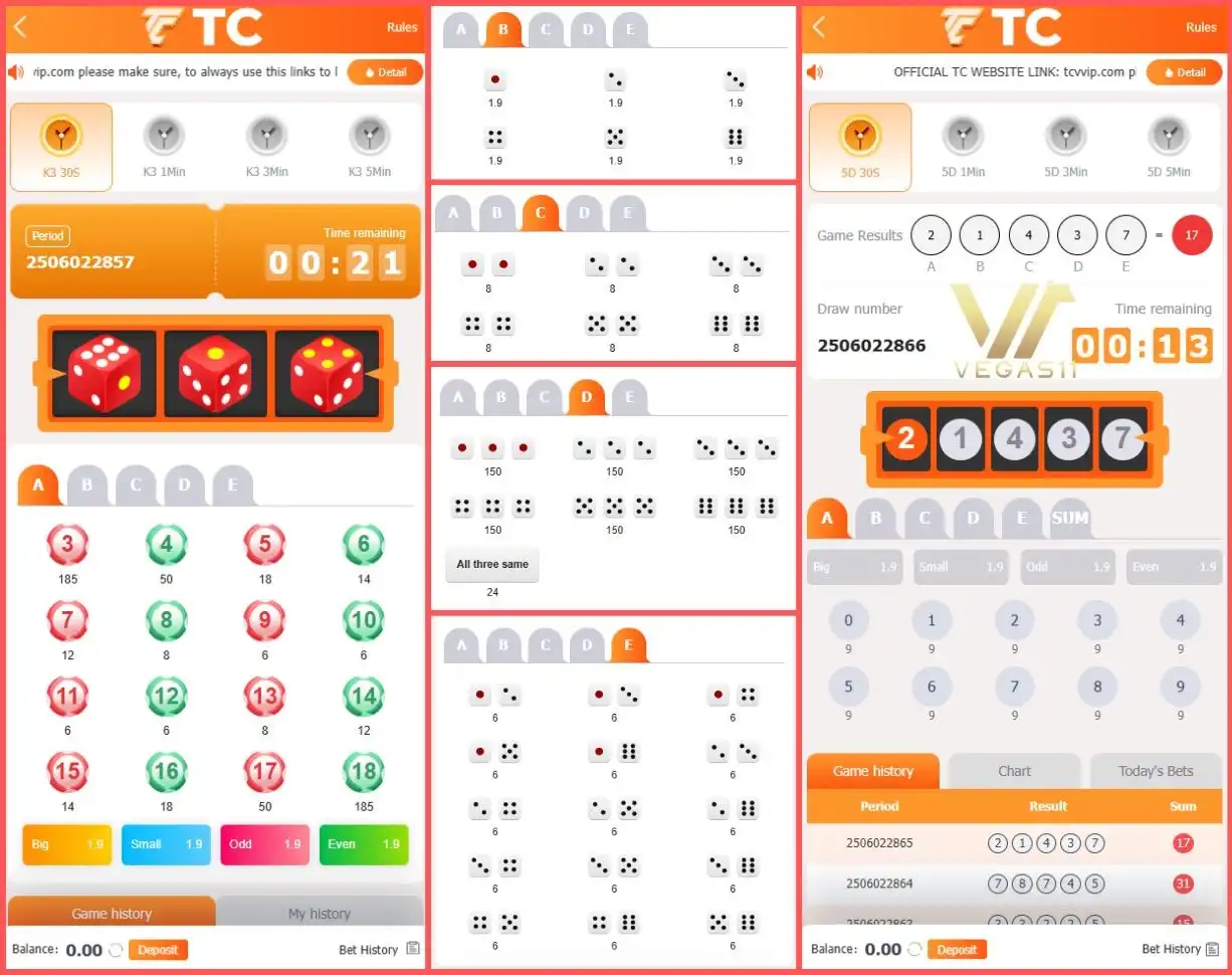 TC Lottery Games K3 & 5D
