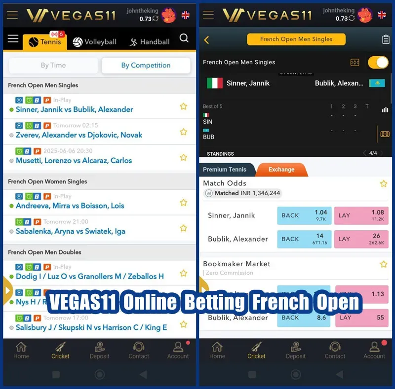 Tennis Online Betting ₹50