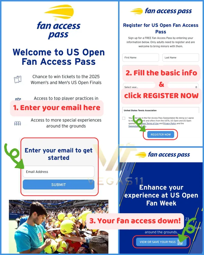 US Open - Fan access pass Register Steps Guide