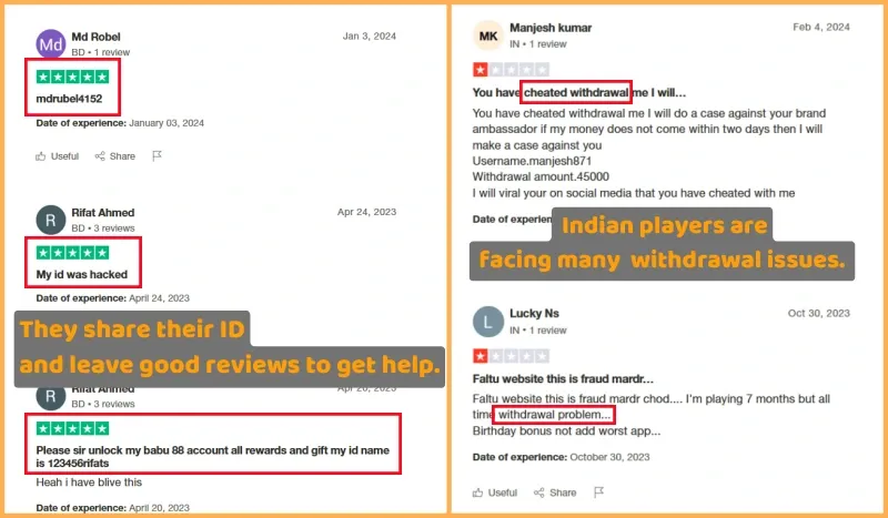 Babu88 User Reviews on trustpilot