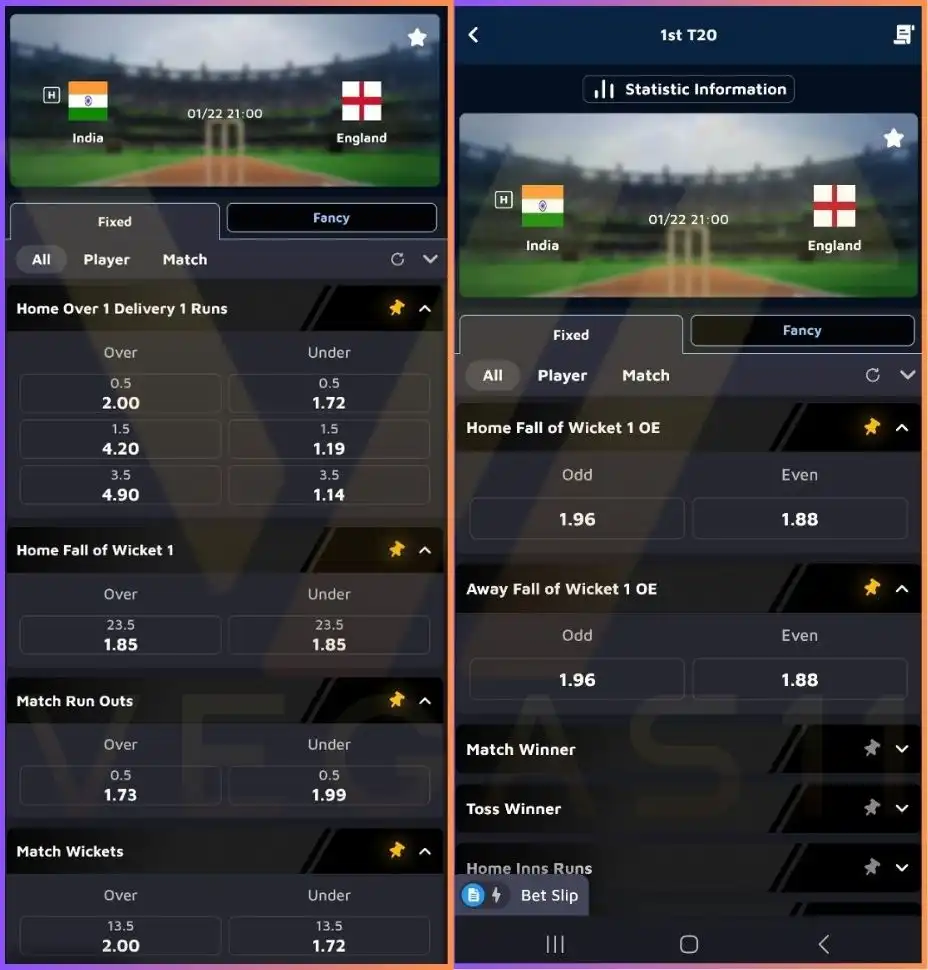 Cricket Betting Types - Predict OU and OE for First Delivery Runs, Wickets