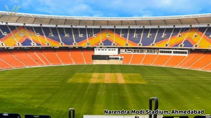 Narendra Modi Stadium in Ahmedabad, the world’s largest cricket stadium hosting the 2025 series.