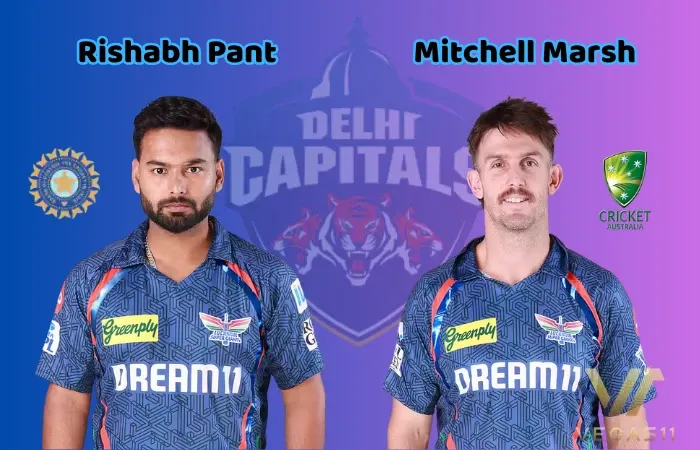 Rishabh Pant and Mitchell Marsh, former Delhi Capitals teammates, now playing for India and Australia
