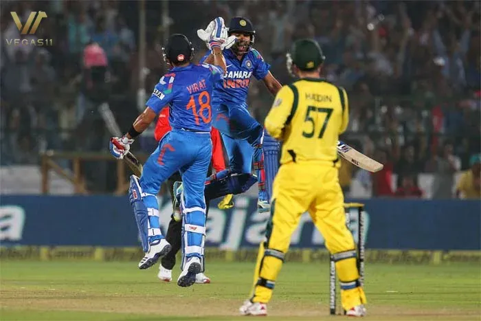 Jaipur 2013 ODI thriller: Rohit Sharma and Virat Kohli celebrate after chasing down 359 against Australia